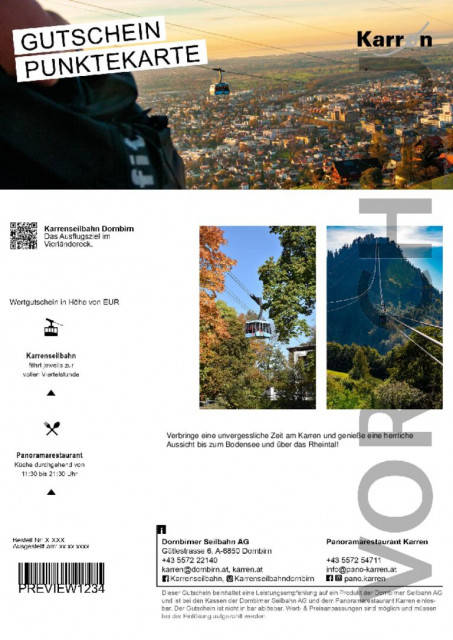 Karrenseilbahn Wertgutschein Punktekarte 2025