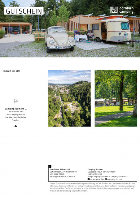Camping Dornbirn Wertgutschein