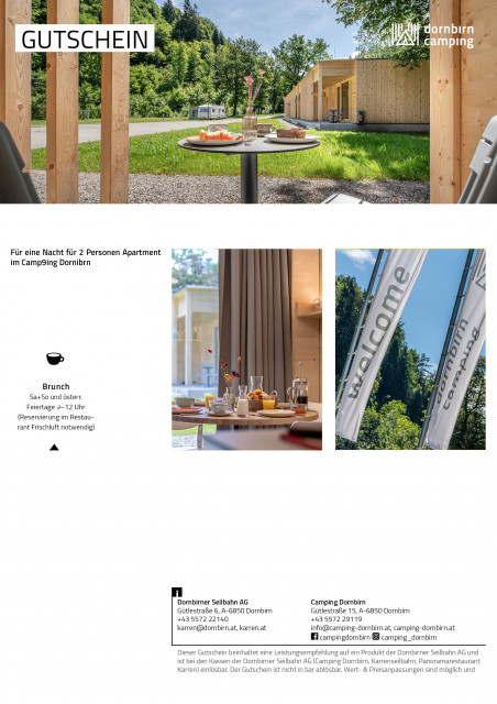 Camping Dornbirn Wertgutschein Apartment